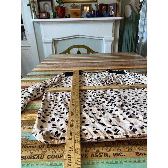 SAM & LAVI Los Angeles L Anthropologie Animal Print Shirt Top Large Boho Black - Picture 11 of 12